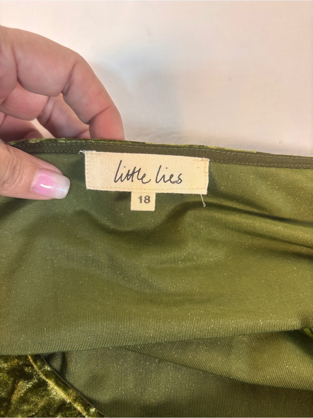 Little Lies Sweet Jane Olive Crushed Velvet Mini Dress XL / UK 18 As Seen On - Picture 9 of 13